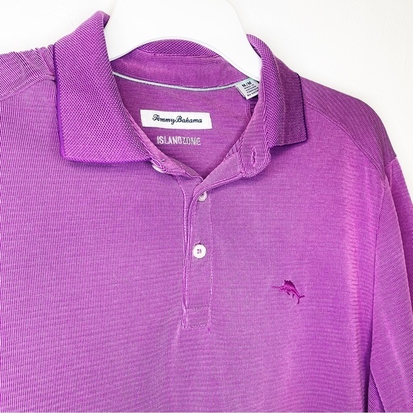 TOMMY BAHAMA Via Verde Island Zone Paisley Purple Polo Shirt, size M - Picture 2 of 5
